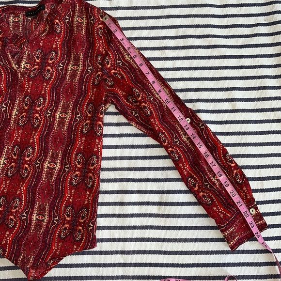 Sanctuary x Anthropologie Red Bohemian Print Button Down Blouse Small - Picture 9 of 13